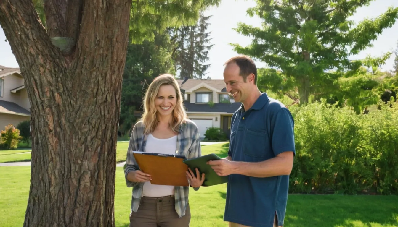 Homeowner reviewing a written tree quote with a local provider